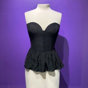 Parker Black Textured heart shape strapless Top